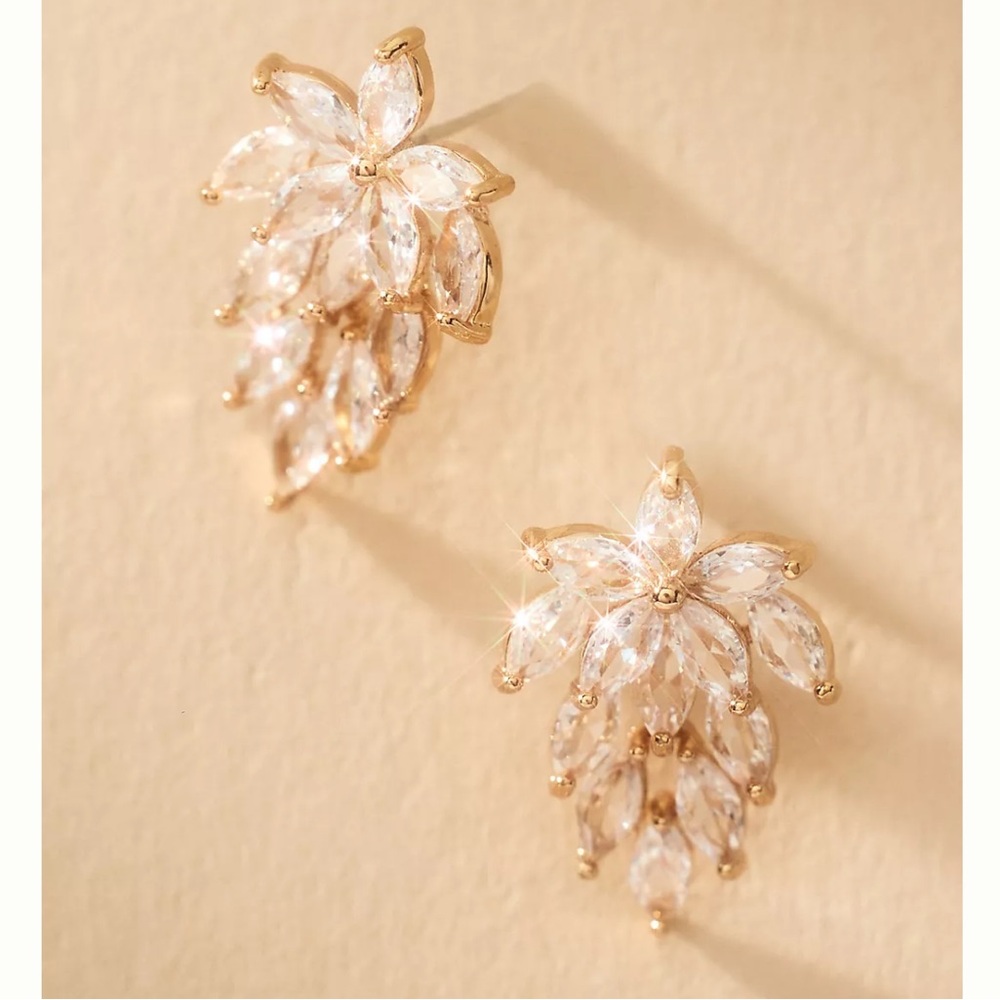 Anthro Gold Crystal Cluster Earrings